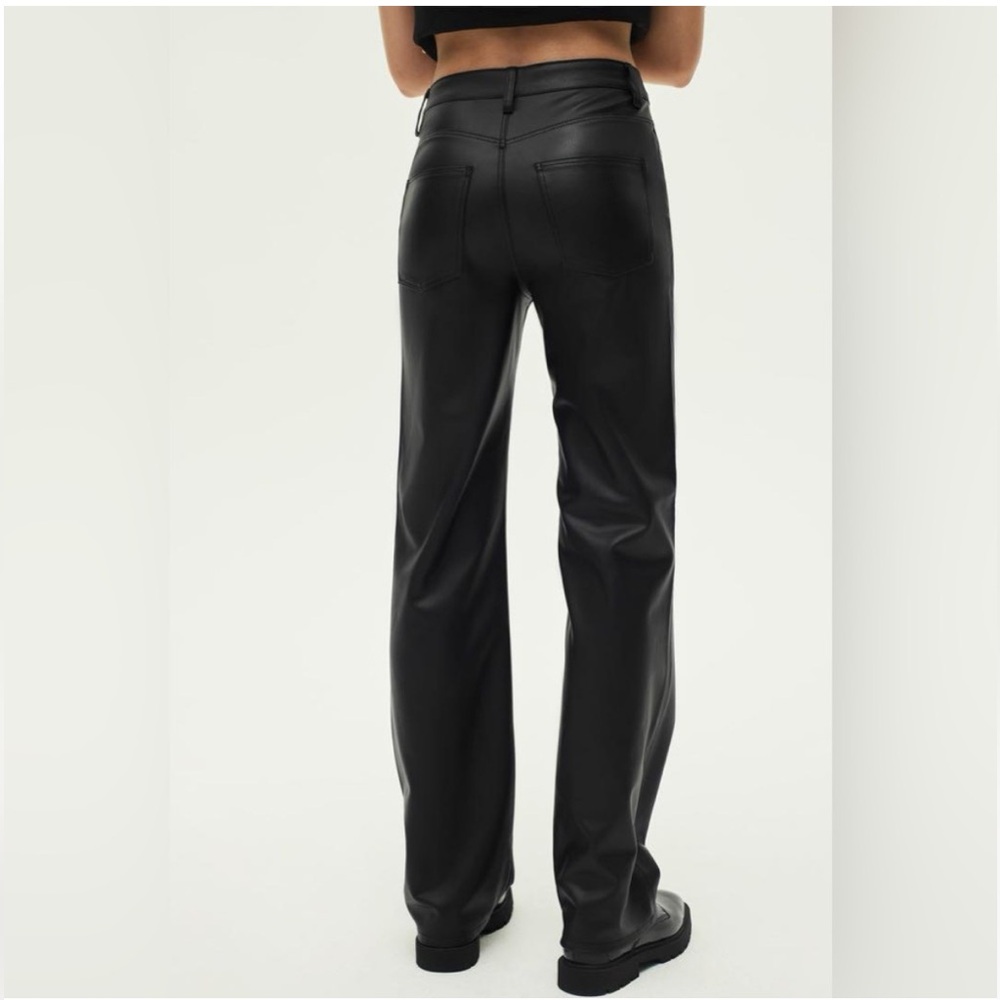 ZARA FAUX LEATHER HIGH RISE STRAIGHT LEG PANTS